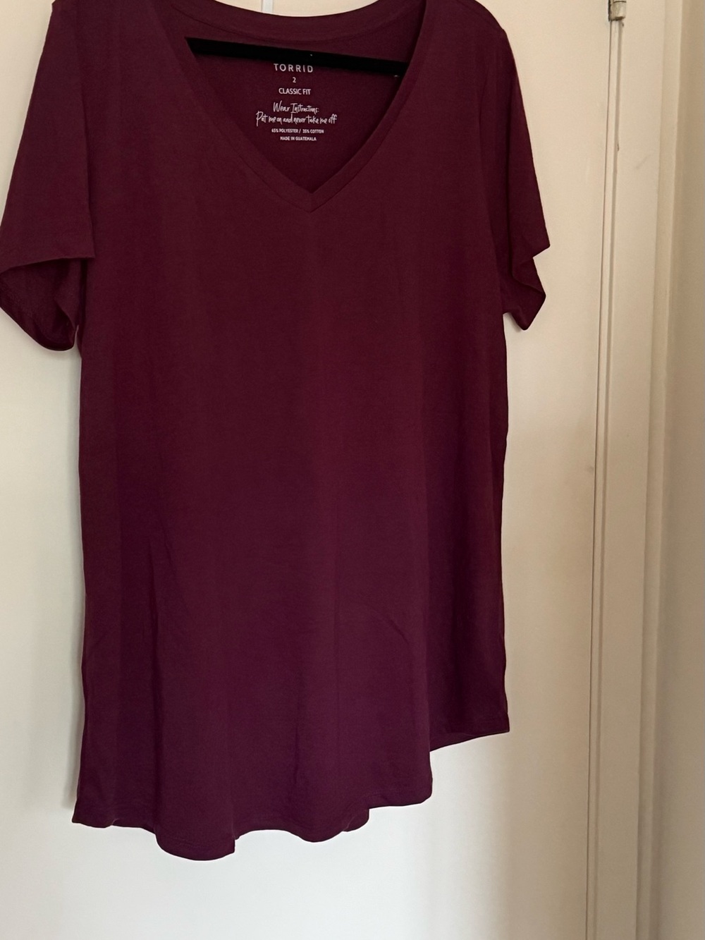 torrid V-Neck Short Sleeve Tee in Deep Wine
